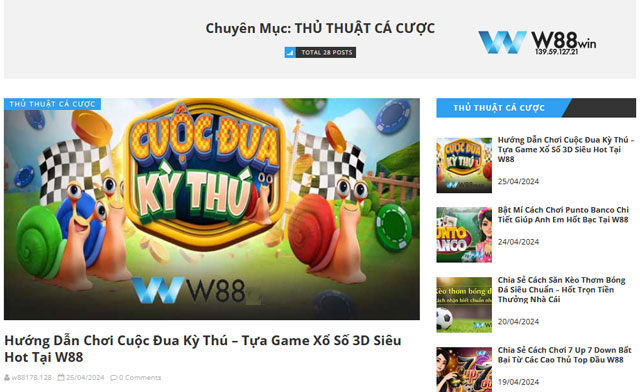 Chuyên mục thủ thuật cá cược tại w88