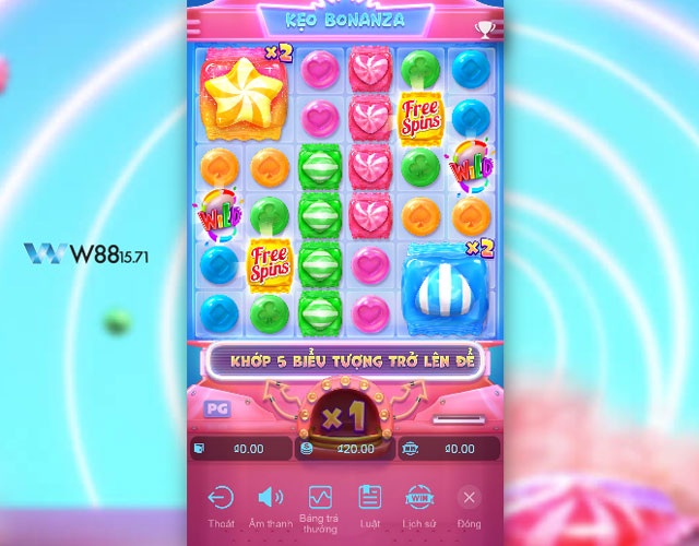 Giao diện chơi game slot Candy Bonanza tại W88