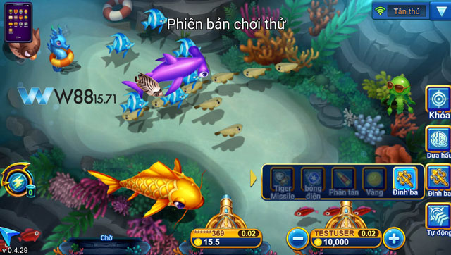 Giao diện chơi game vua cá mập tại W88