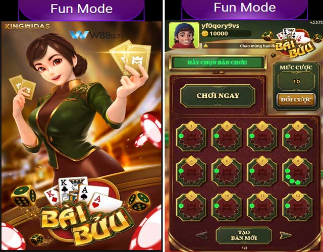 Giao diện game bài bửu online tại W88